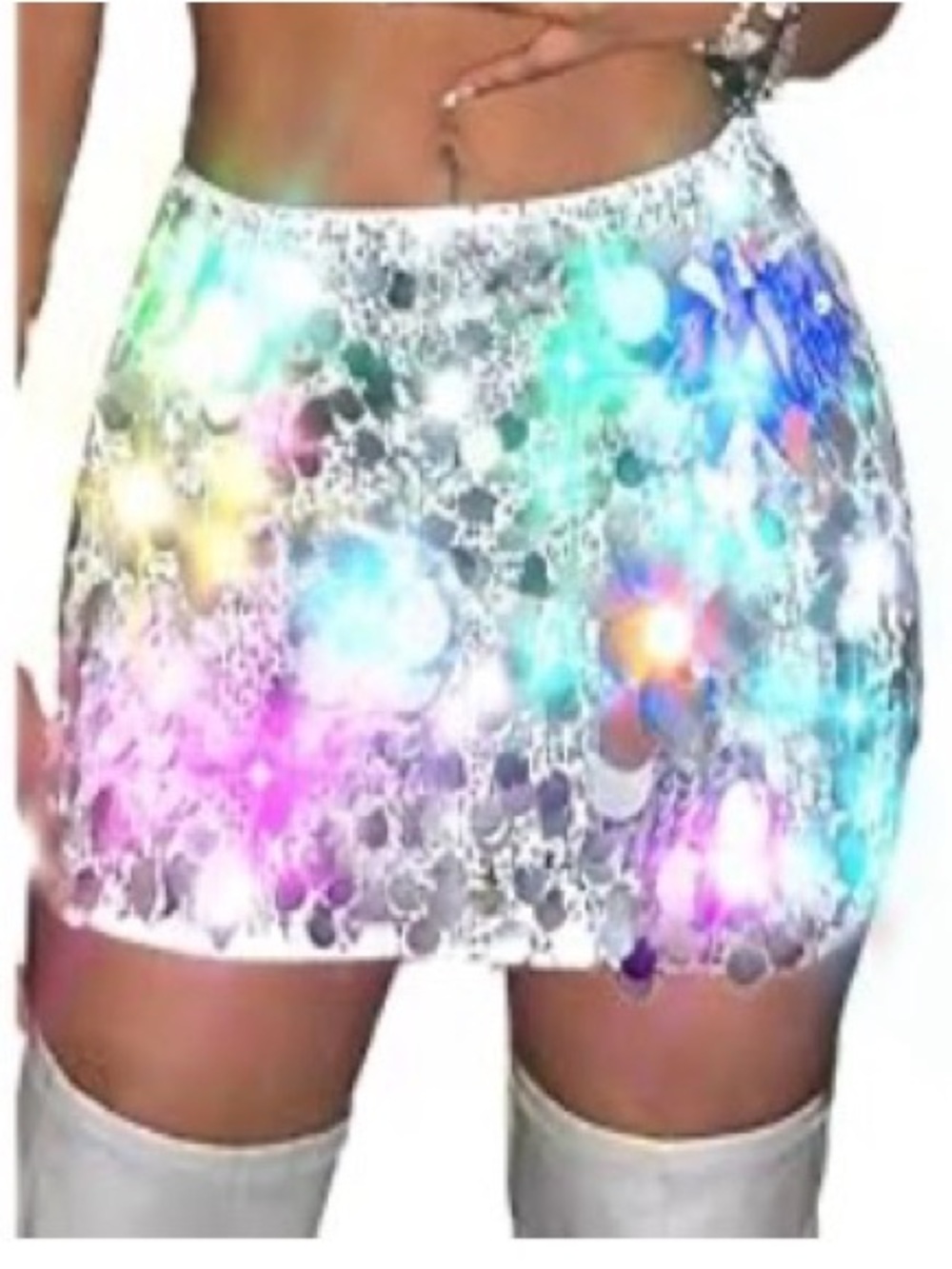 Holographic Sequin Mini Skirt in Multicolor